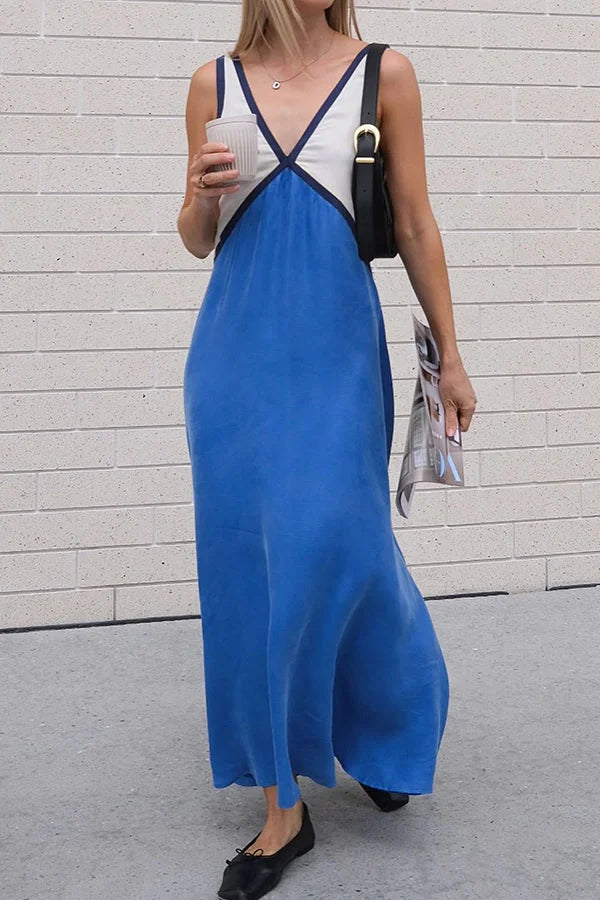 Lara - Chic V-neck contrasting color dress