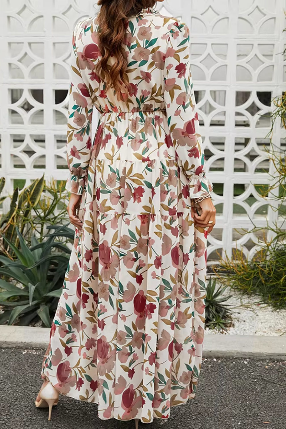 Aveline - Wild Lotus Ruffle Tiered Maxi Dress