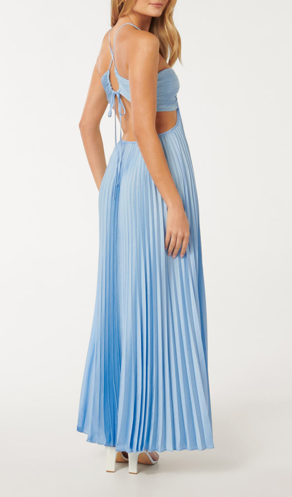 Margarette - Women's Halter Neck Pleated Maxi Dress