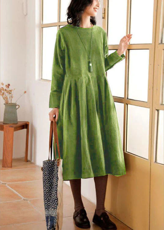 Emilie - Corduroy Long Sleeve Midi Dress