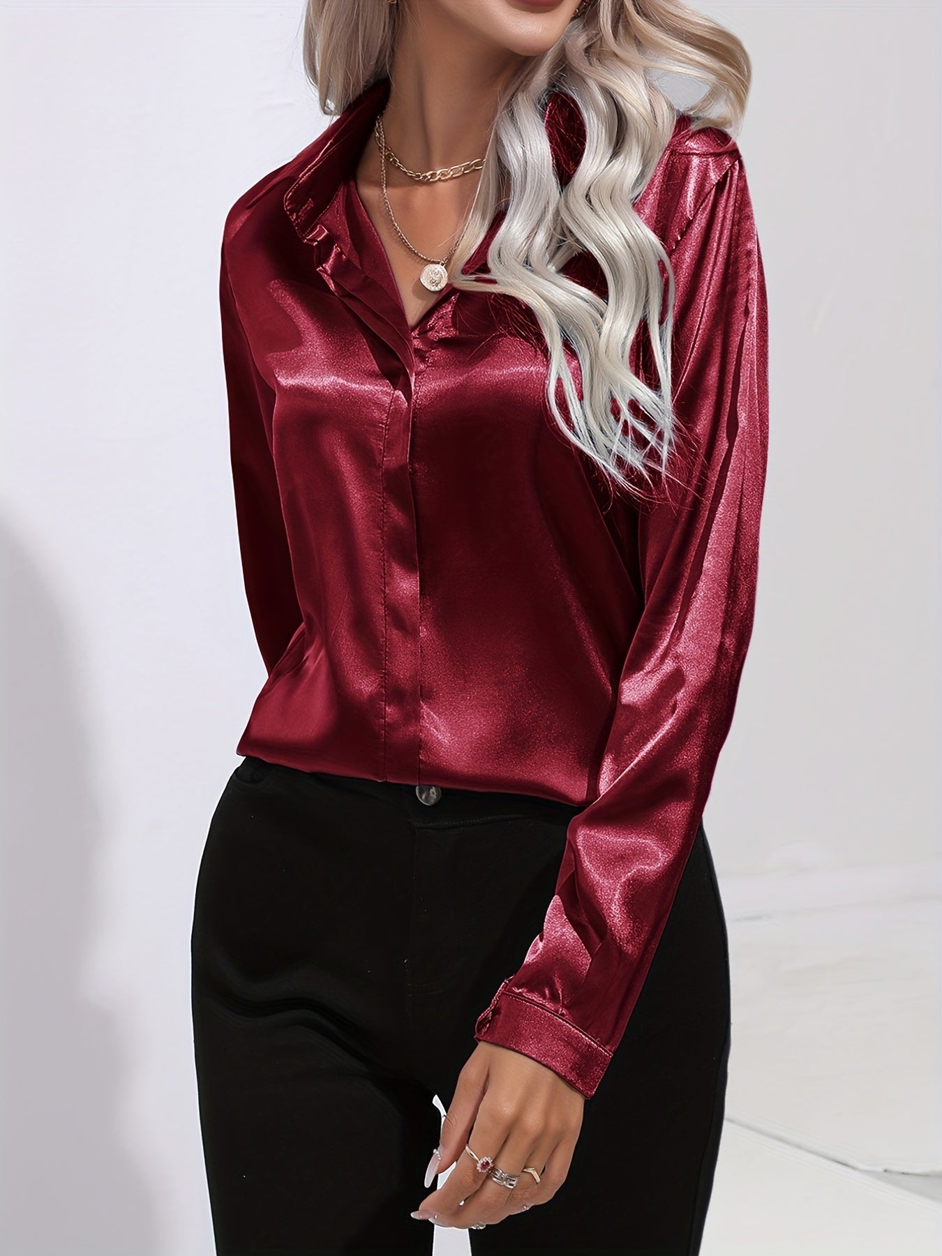 Mariah - Elegant Satin Blouse for Women in Chic Autumn Style