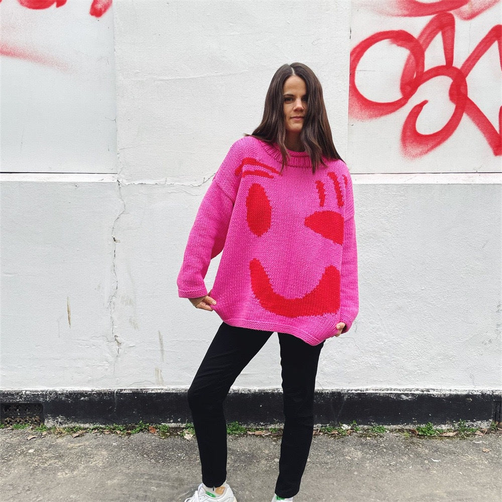 Davina - Smiley Face Knitted Sweater