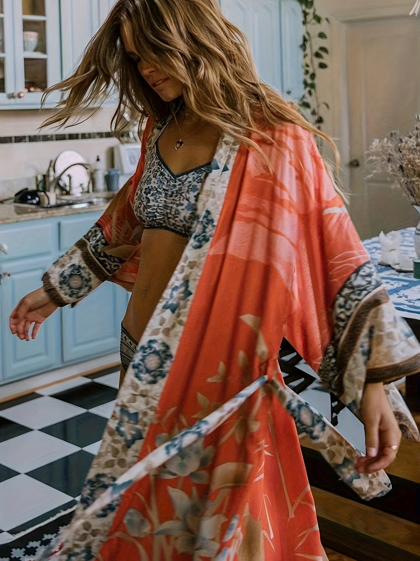 Isa - Floral Print Kimono
