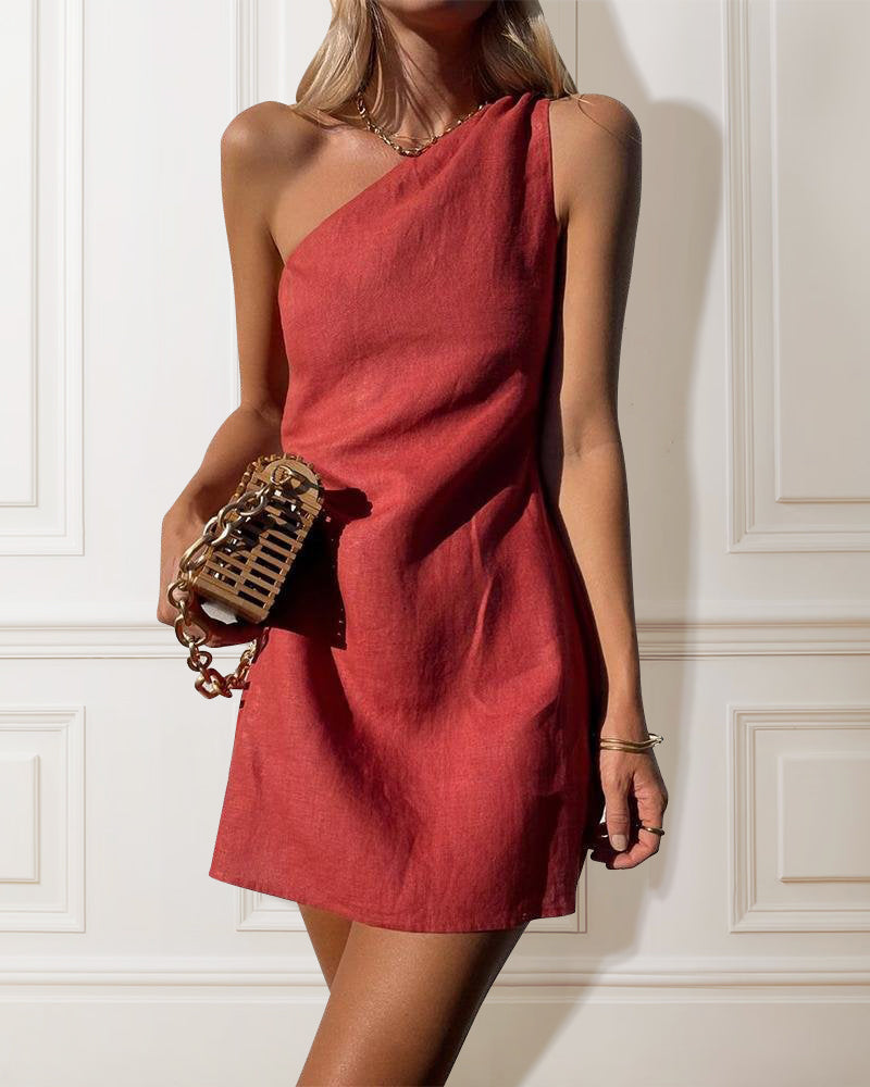 Georgia - One-Shoulder Cocktail Party Mini Dress