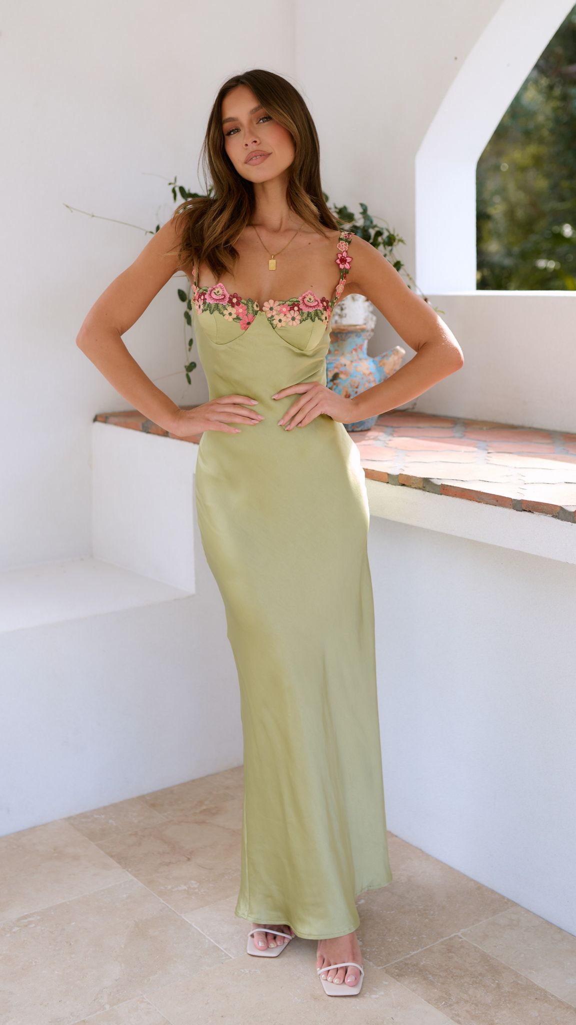 Freda - Floral Detail Maxi Dress