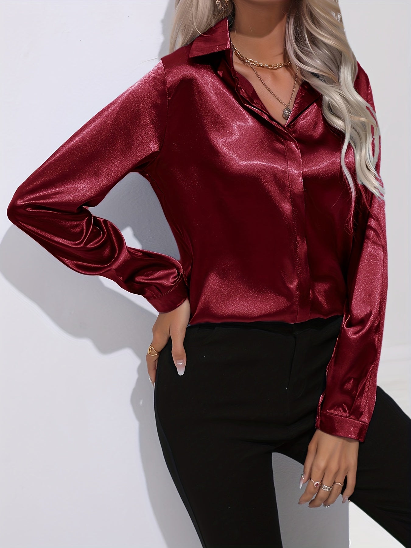Mariah - Elegant Satin Blouse for Women in Chic Autumn Style