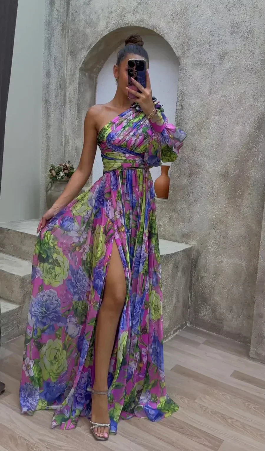Samantha - Floral One Shoulder Dress