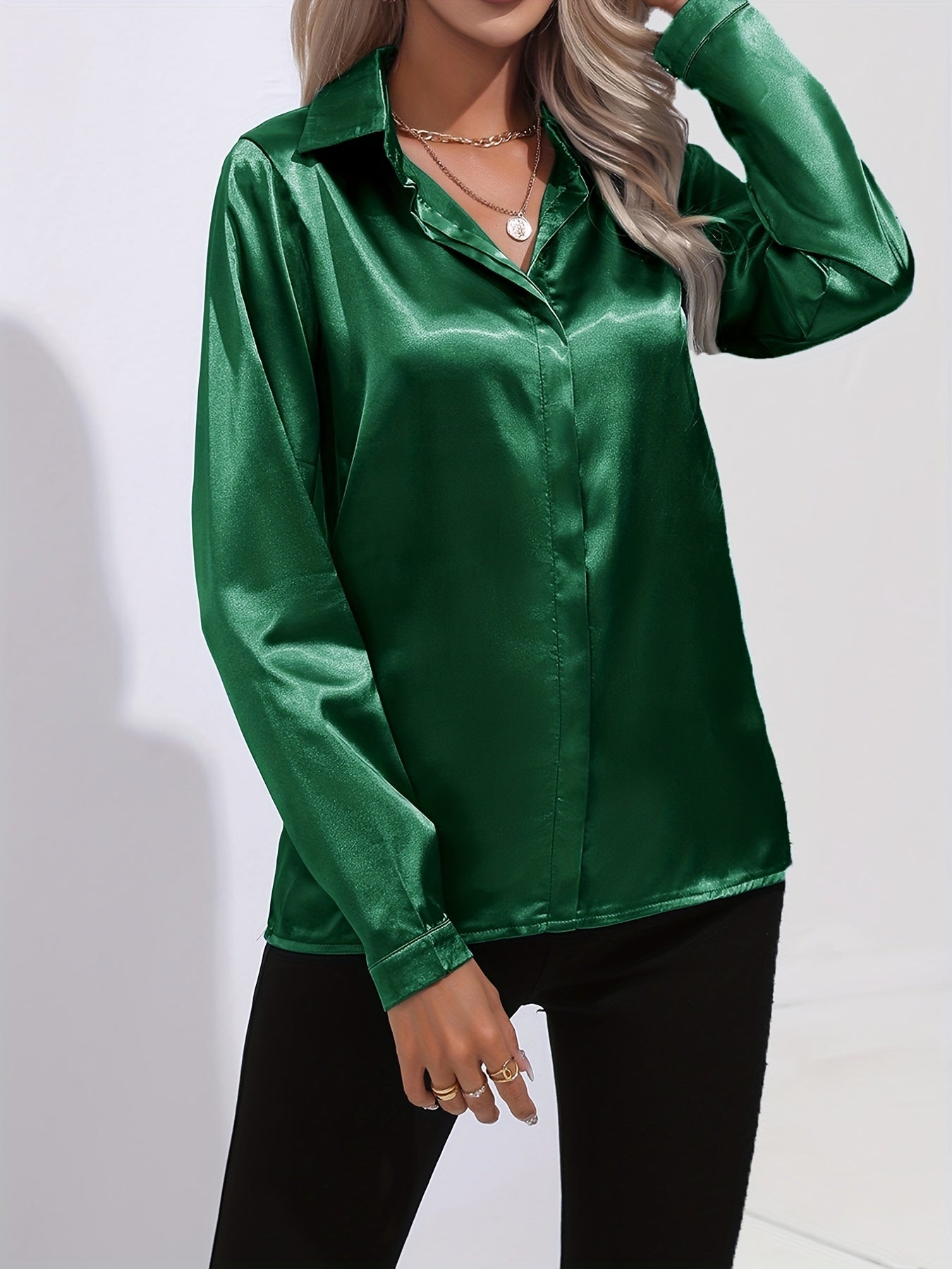 Mariah - Elegant Satin Blouse for Women in Chic Autumn Style