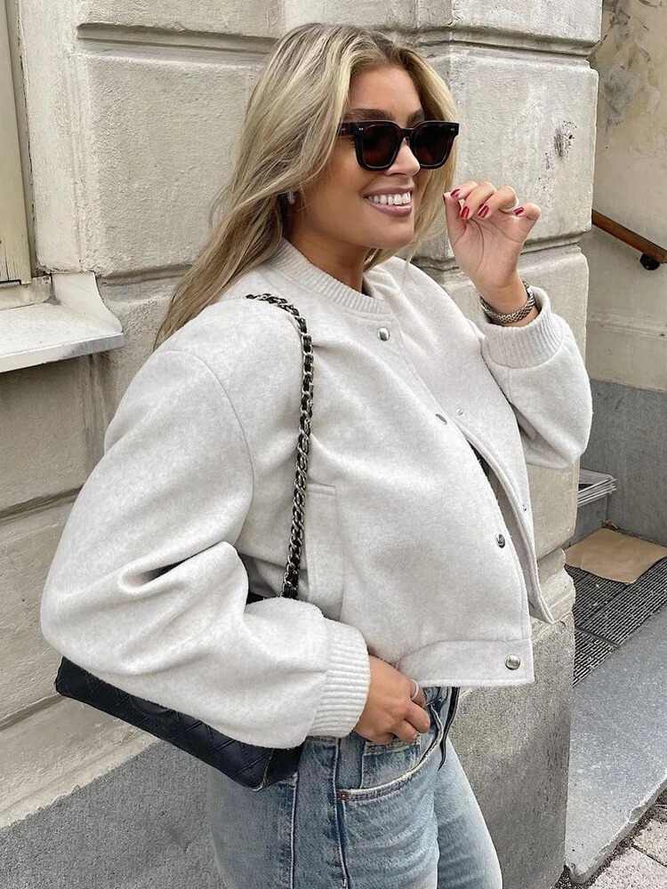 Caitlin - Cropped Bomber Jacket