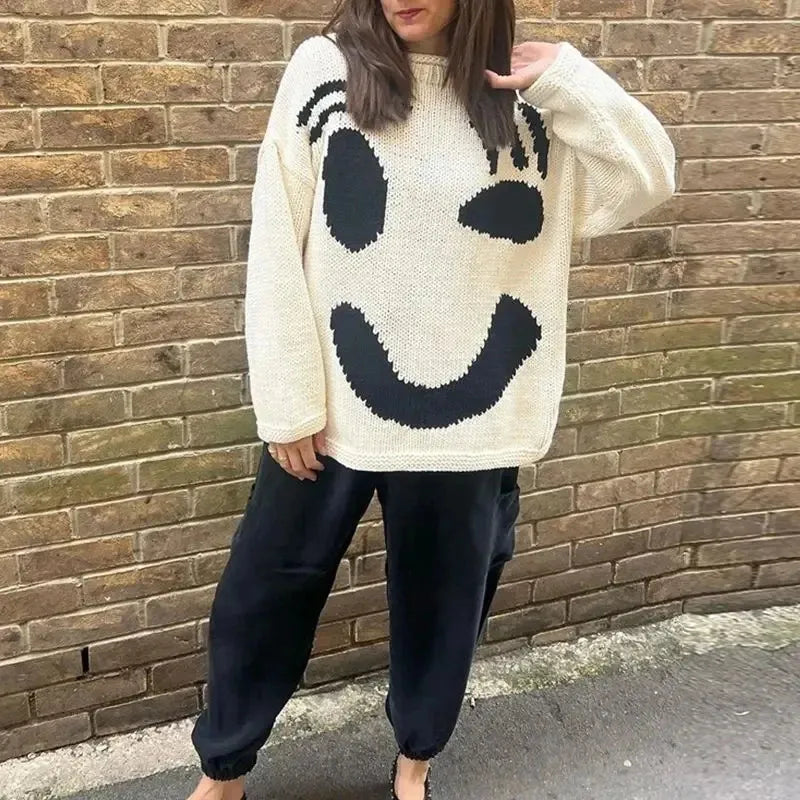 Davina - Smiley Face Knitted Sweater