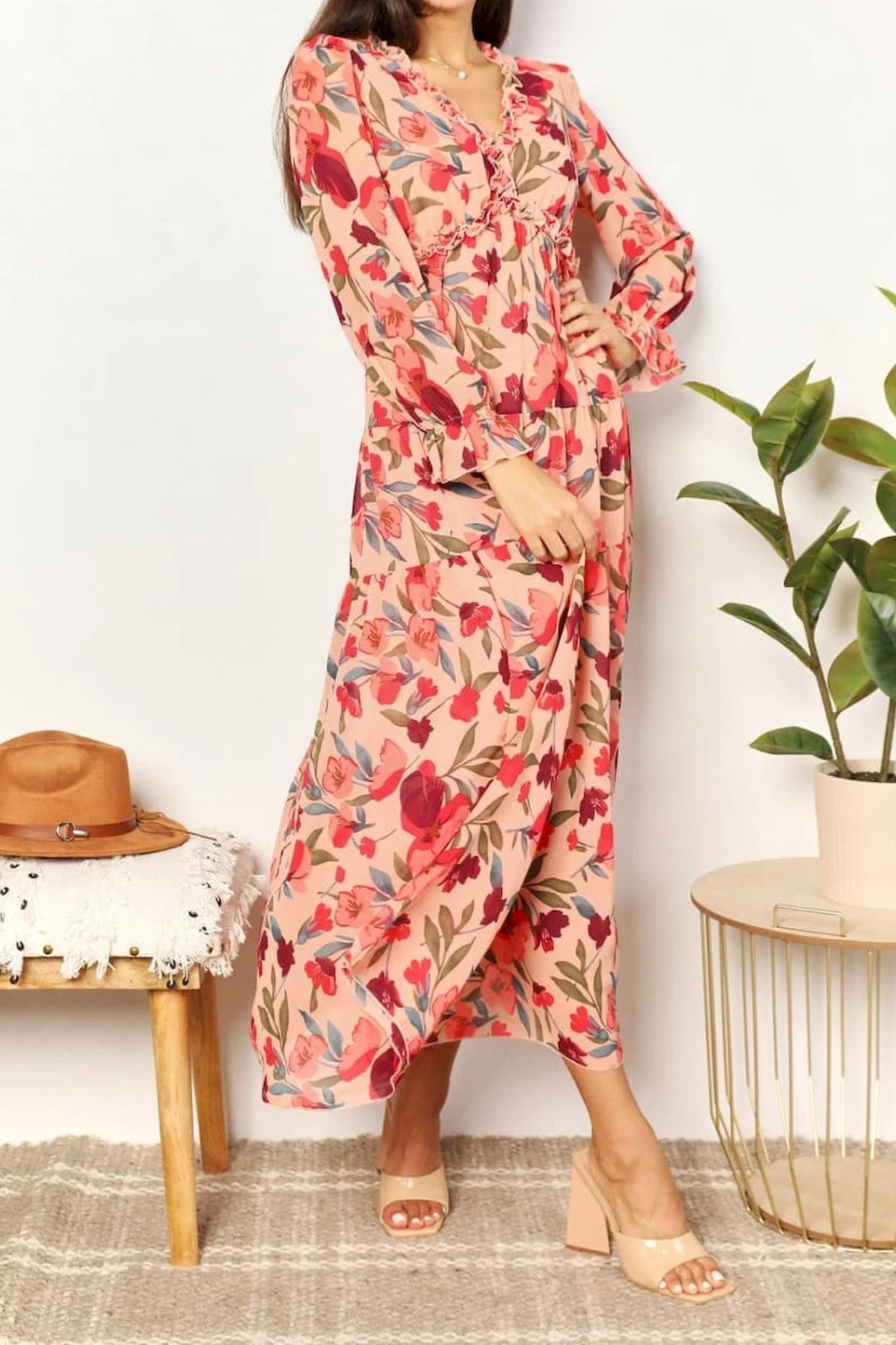 Aveline - Wild Lotus Ruffle Tiered Maxi Dress