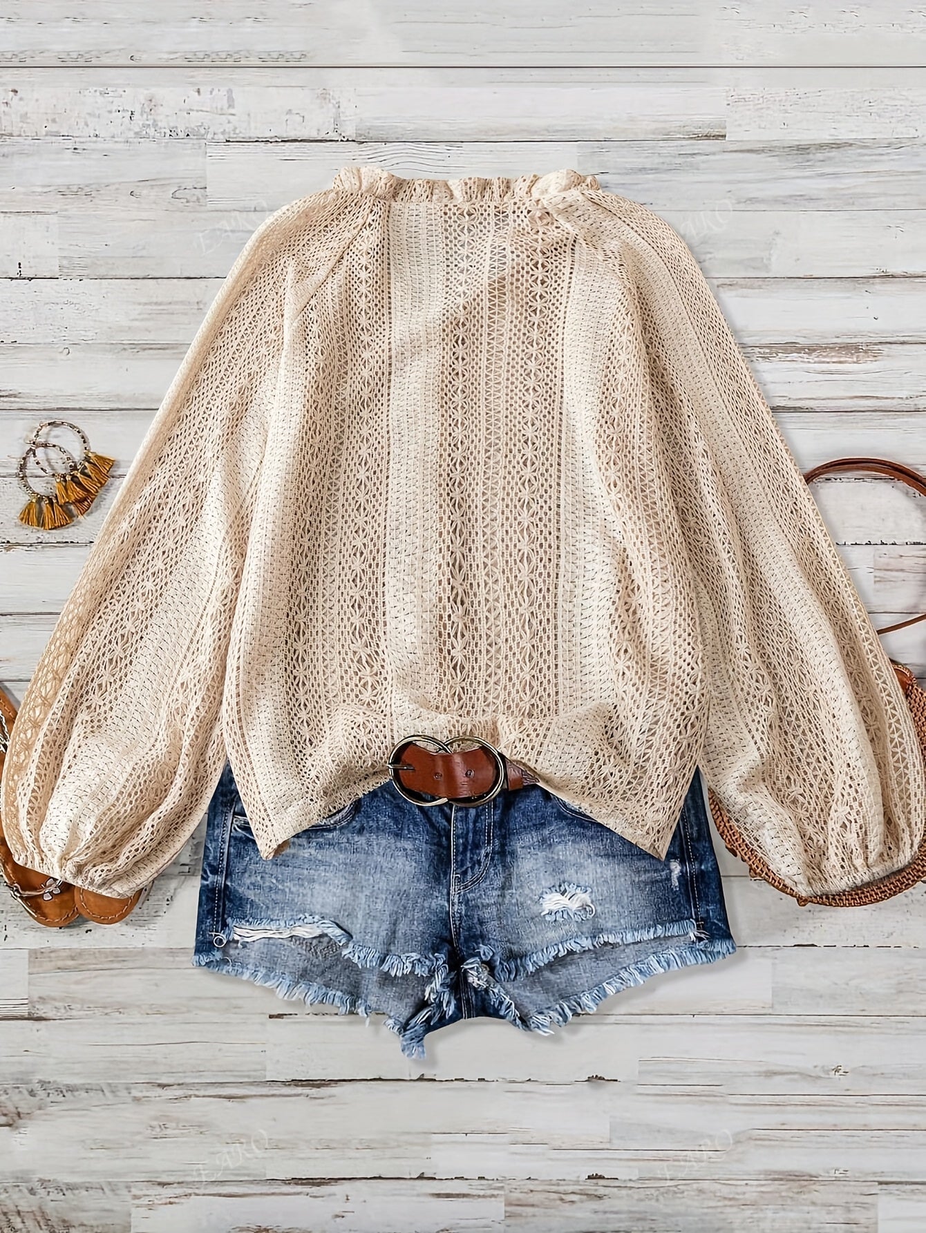 Allison - Women's V-Neck Lace Blouse