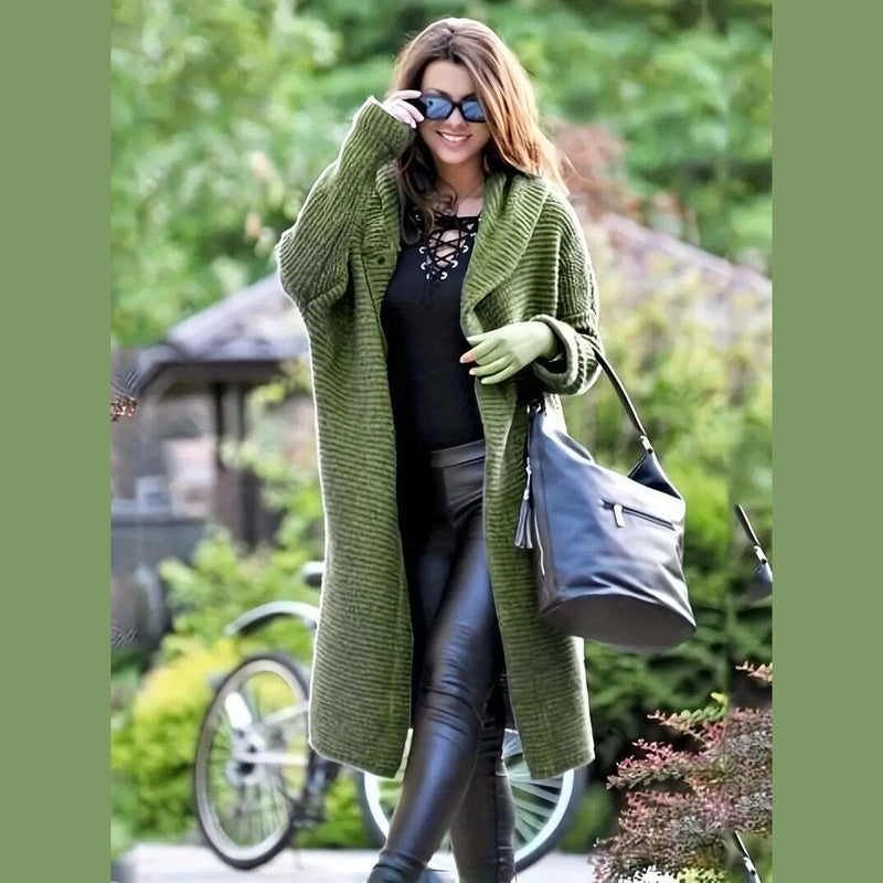 Isabelle - Cozy Hooded Knitted Cardigan in Long Length