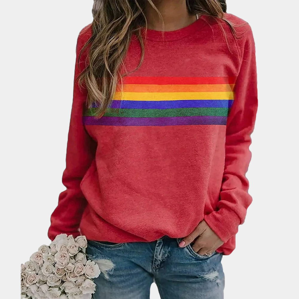 Daisy - Rainbow Stripe Crewneck Sweatshirt