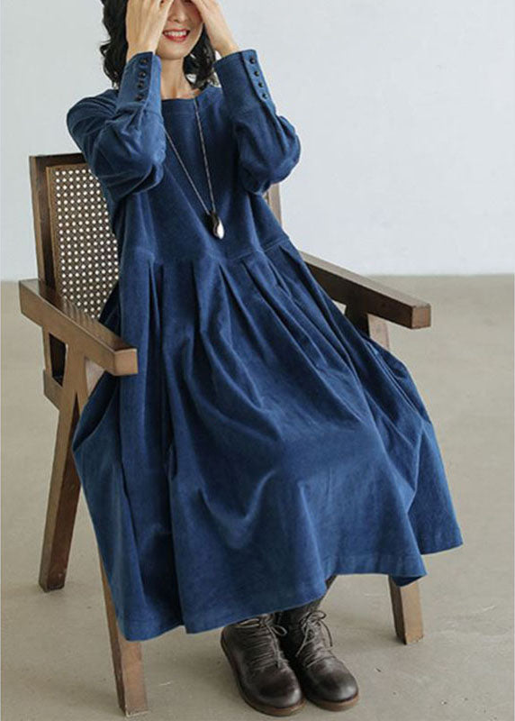 Emilie - Corduroy Long Sleeve Midi Dress