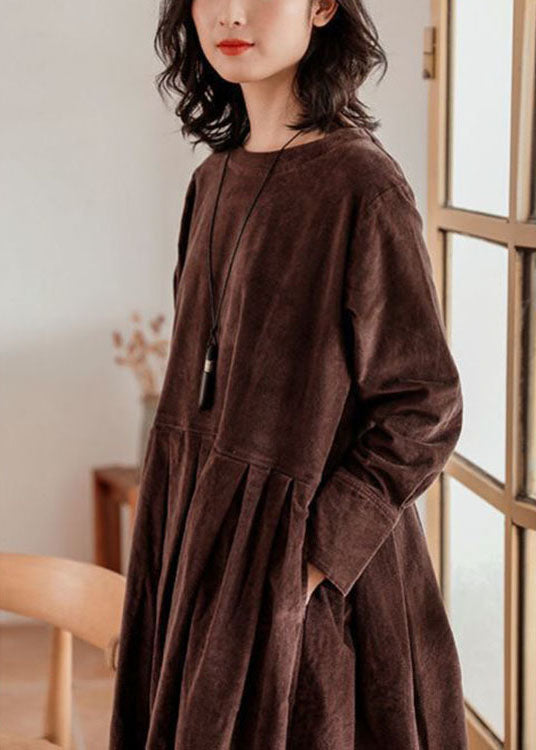 Emilie - Corduroy Long Sleeve Midi Dress