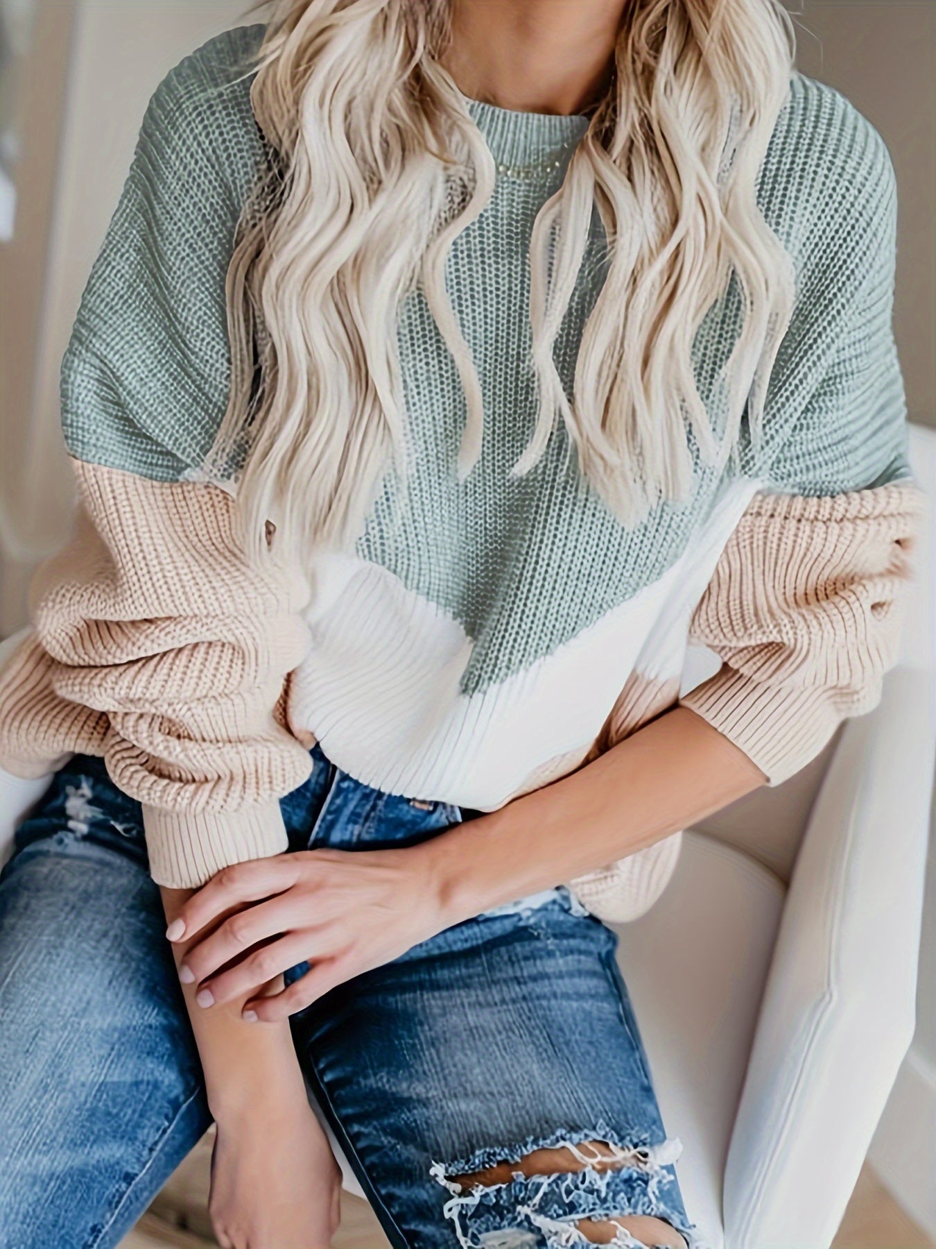 Emery - Women's Color Block Rib-Knit Sweater