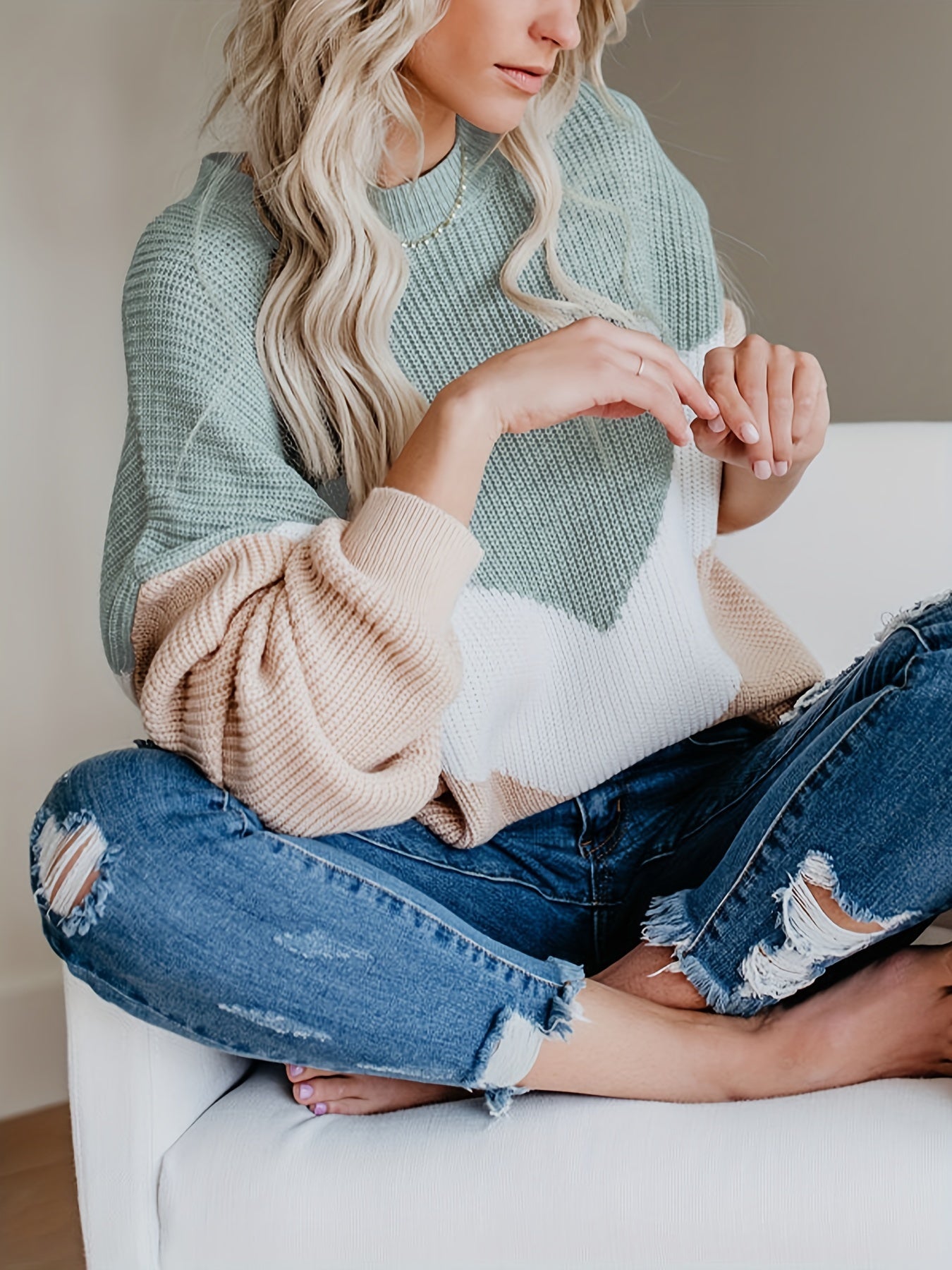 Emery - Women's Color Block Rib-Knit Sweater