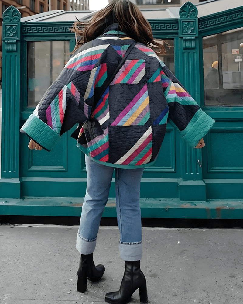 Callie - Oversized Vintage Jacket With Vibrant Patchwork Design