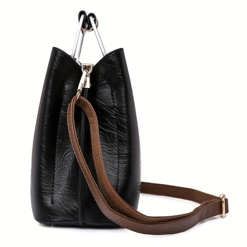 Mae - Women’s Spacious Genuine Leather Leather Bag with Adjustable Strap