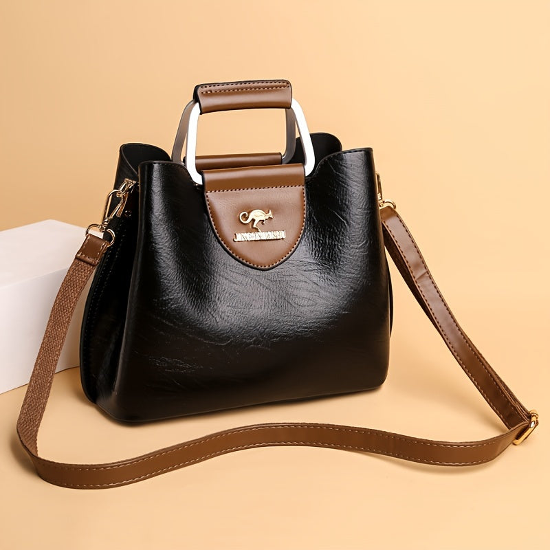 Mae - Women’s Spacious Genuine Leather Leather Bag with Adjustable Strap