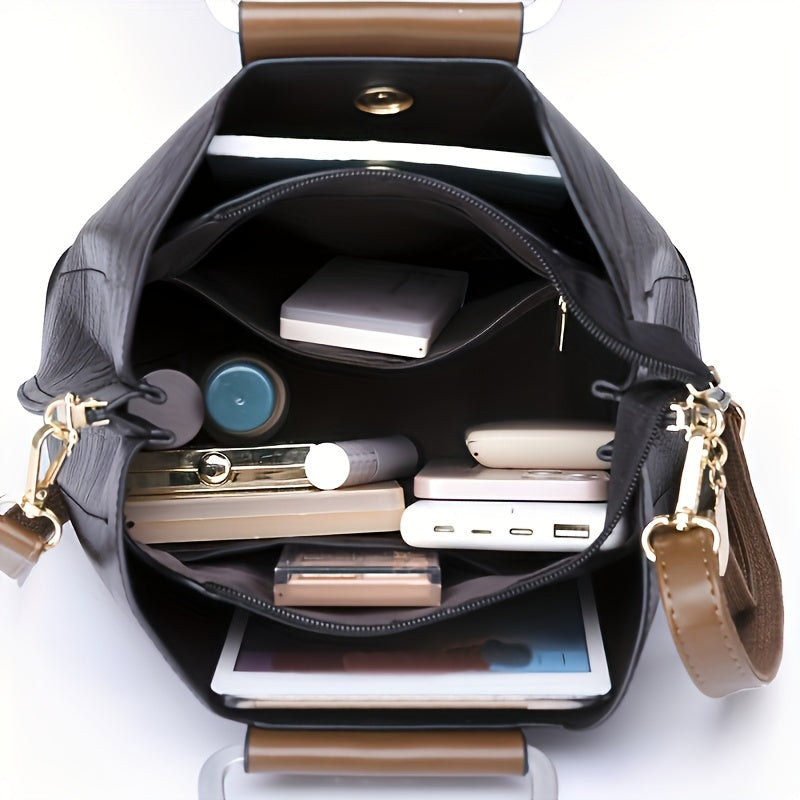 Mae - Women’s Spacious Genuine Leather Leather Bag with Adjustable Strap