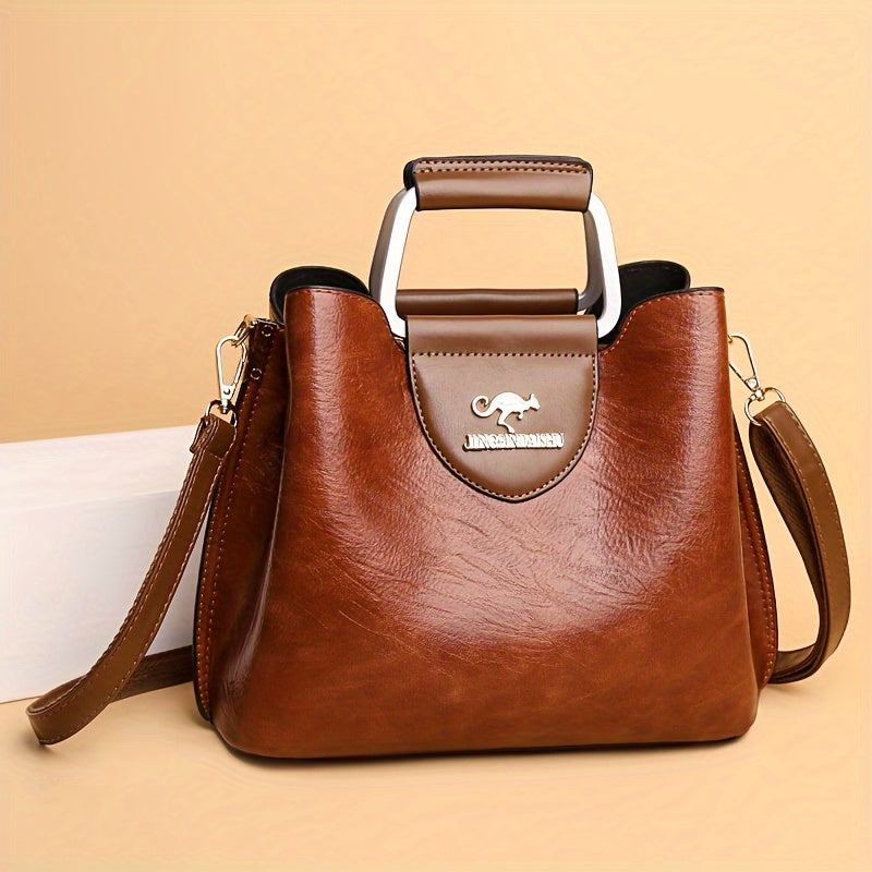 Mae - Women’s Spacious Genuine Leather Leather Bag with Adjustable Strap