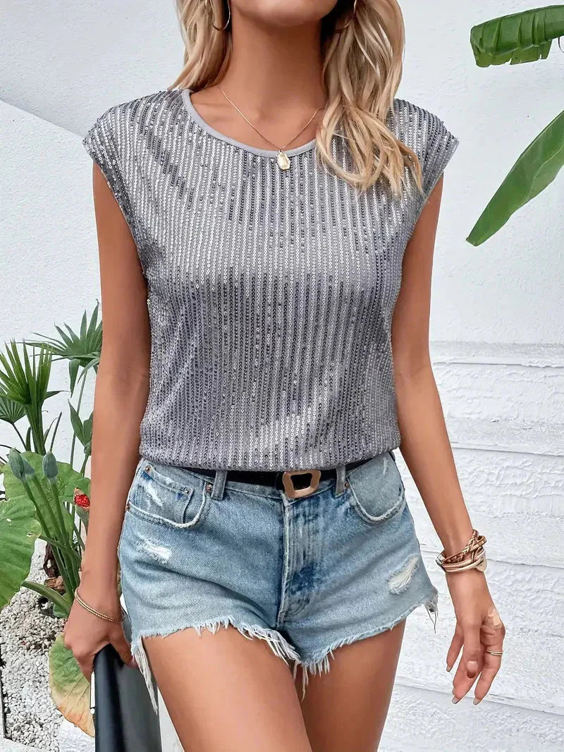 Eliza - Women's Sleeveless Glittery Blouse