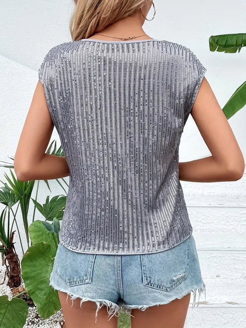 Eliza - Women's Sleeveless Glittery Blouse
