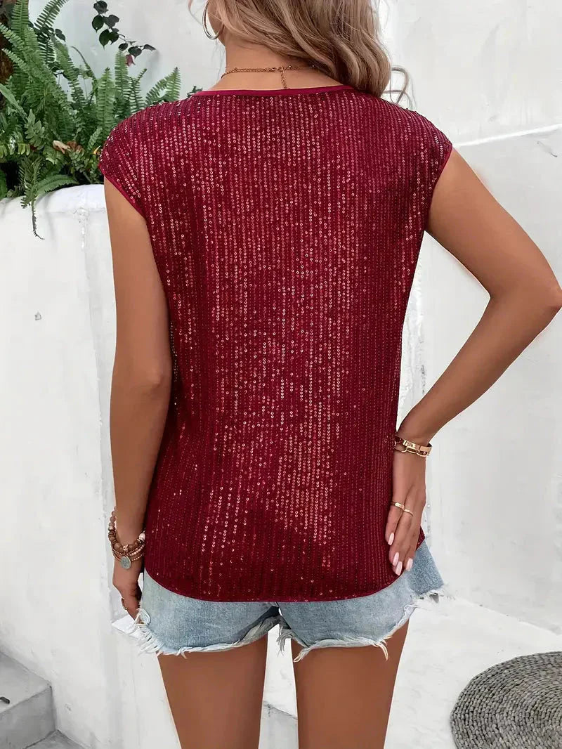 Eliza - Women's Sleeveless Glittery Blouse
