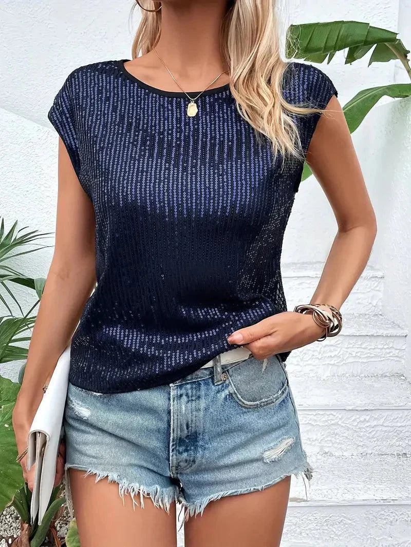 Eliza - Women's Sleeveless Glittery Blouse