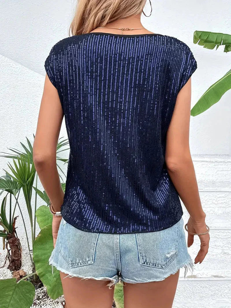 Eliza - Women's Sleeveless Glittery Blouse