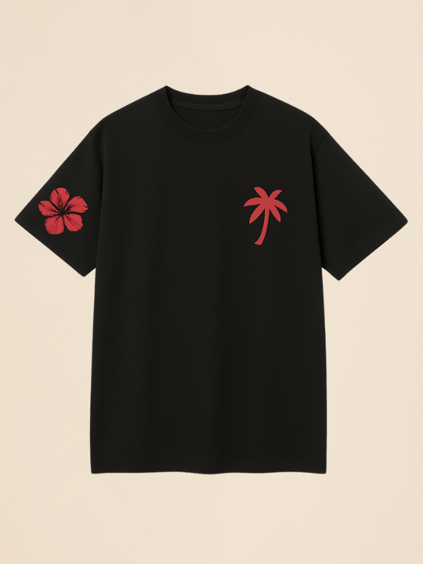 Nori - Oversized Comfy T-Shirt with Tropical Print