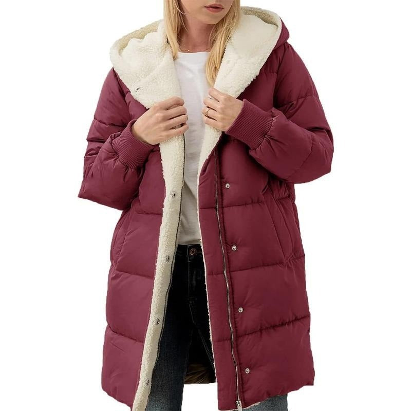 Alexis - Reversible Cotton Women's Winter Coat with Hood