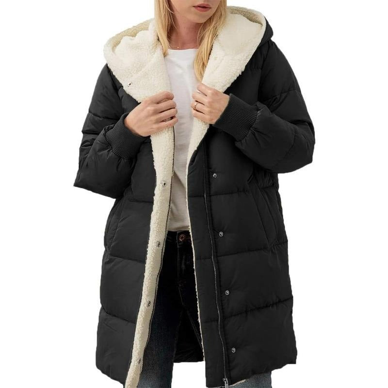 Alexis - Reversible Cotton Women's Winter Coat with Hood