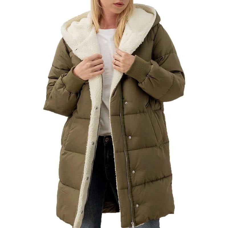 Alexis - Reversible Cotton Women's Winter Coat with Hood