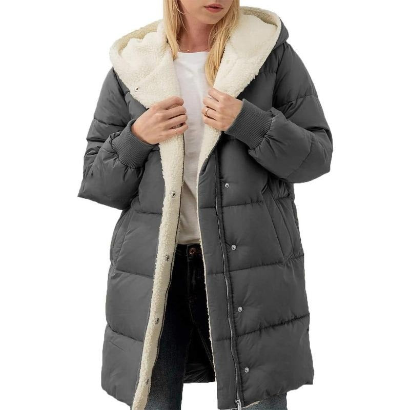 Alexis - Reversible Cotton Women's Winter Coat with Hood
