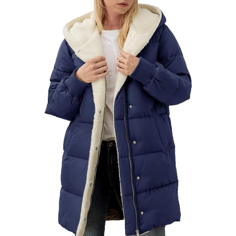 Alexis - Reversible Cotton Women's Winter Coat with Hood