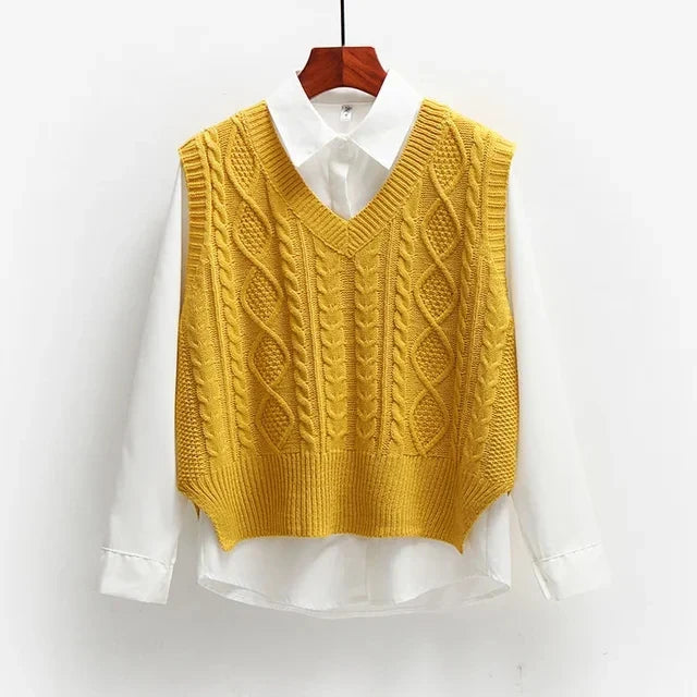 Summer - Women Cable Knit Sweater Vest