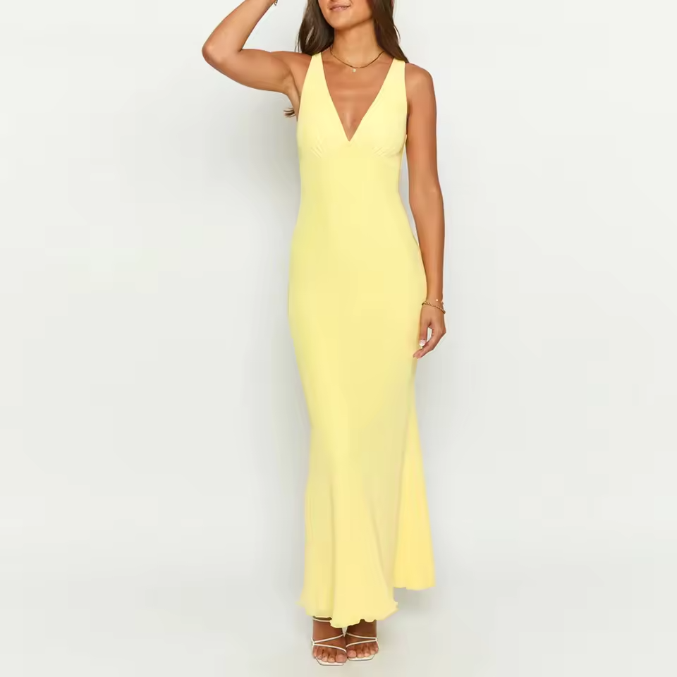 Abigail - Women's Sleeveless V-Neck Floral Maxi Dress
