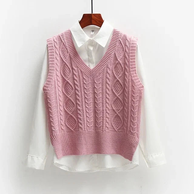 Summer - Women Cable Knit Sweater Vest