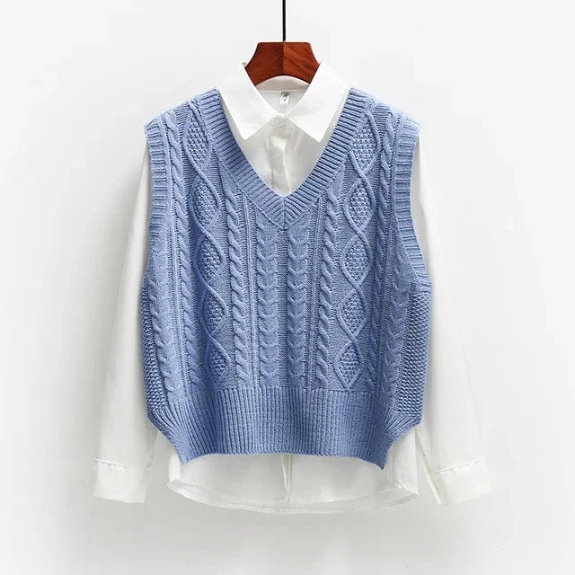 Summer - Women Cable Knit Sweater Vest