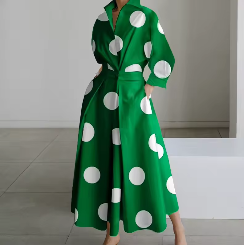 Estelle - Collared Shirt Dress with Button-Down Front and Cinched Waist
