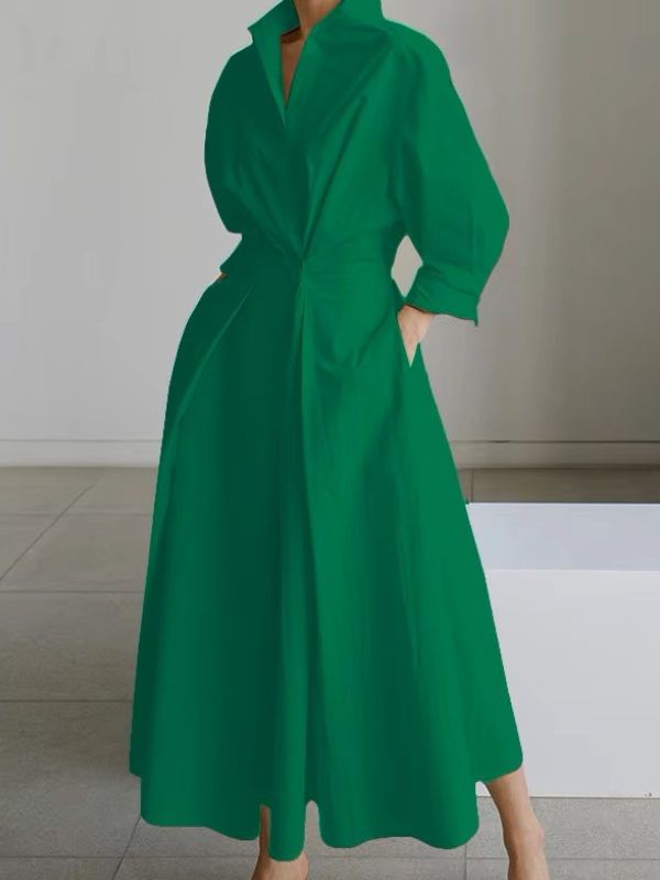 Estelle - Collared Shirt Dress with Button-Down Front and Cinched Waist