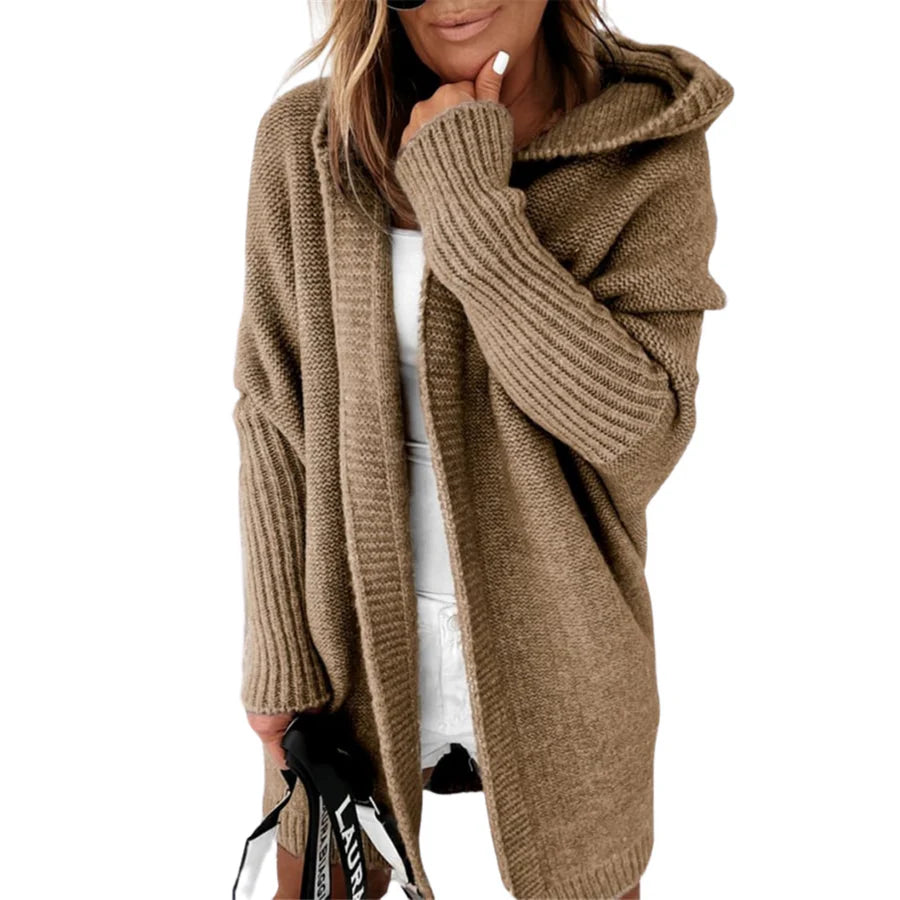 Taylor - Mid-Length Cardigan with Contrast Stitching