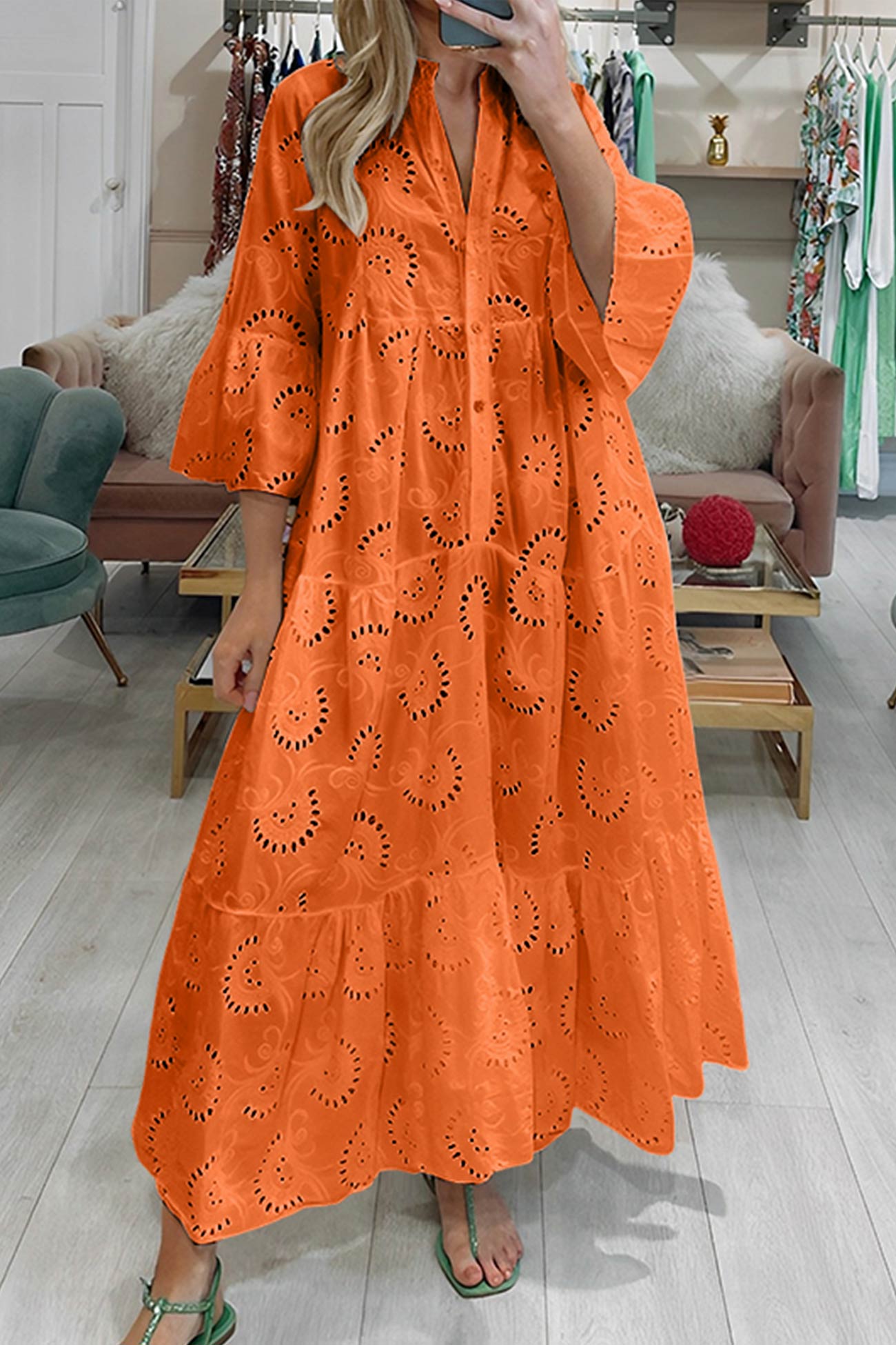 Florence - Bohemian Embroidered Cotton Maxi Dress