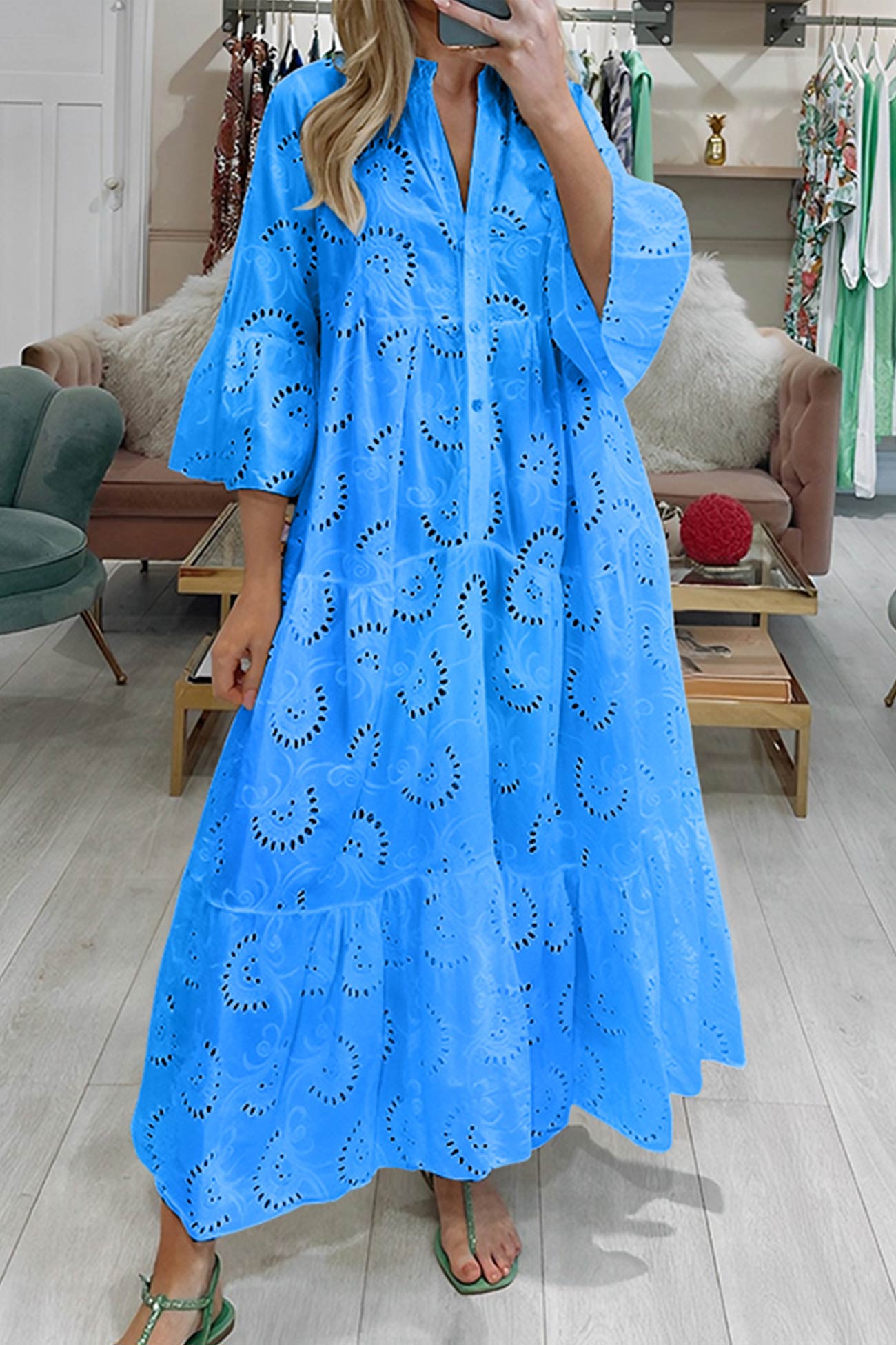 Florence - Bohemian Embroidered Cotton Maxi Dress