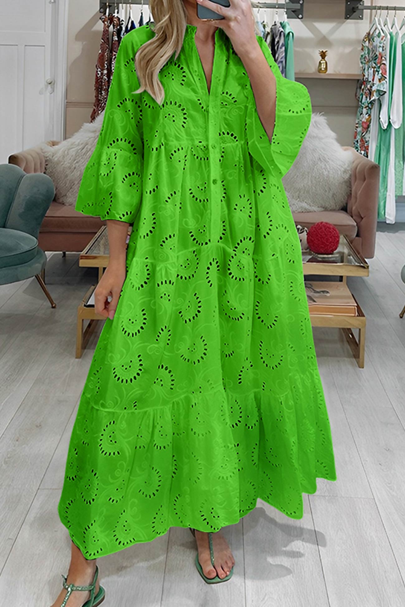 Florence - Bohemian Embroidered Cotton Maxi Dress