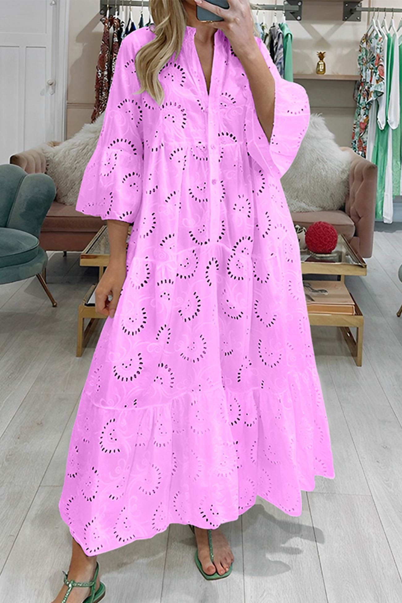 Florence - Bohemian Embroidered Cotton Maxi Dress