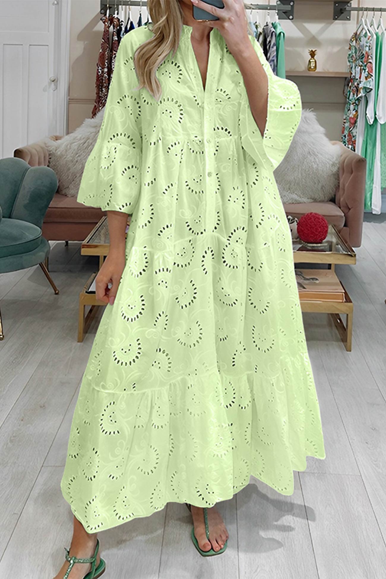 Florence - Bohemian Embroidered Cotton Maxi Dress